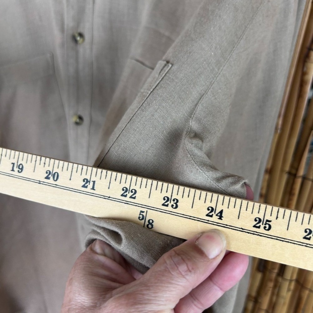 Tommy Hilfiger Men's Button Down Linen Safari Long Sleeve Shirt Khaki Size Large - Picture 15 of 16